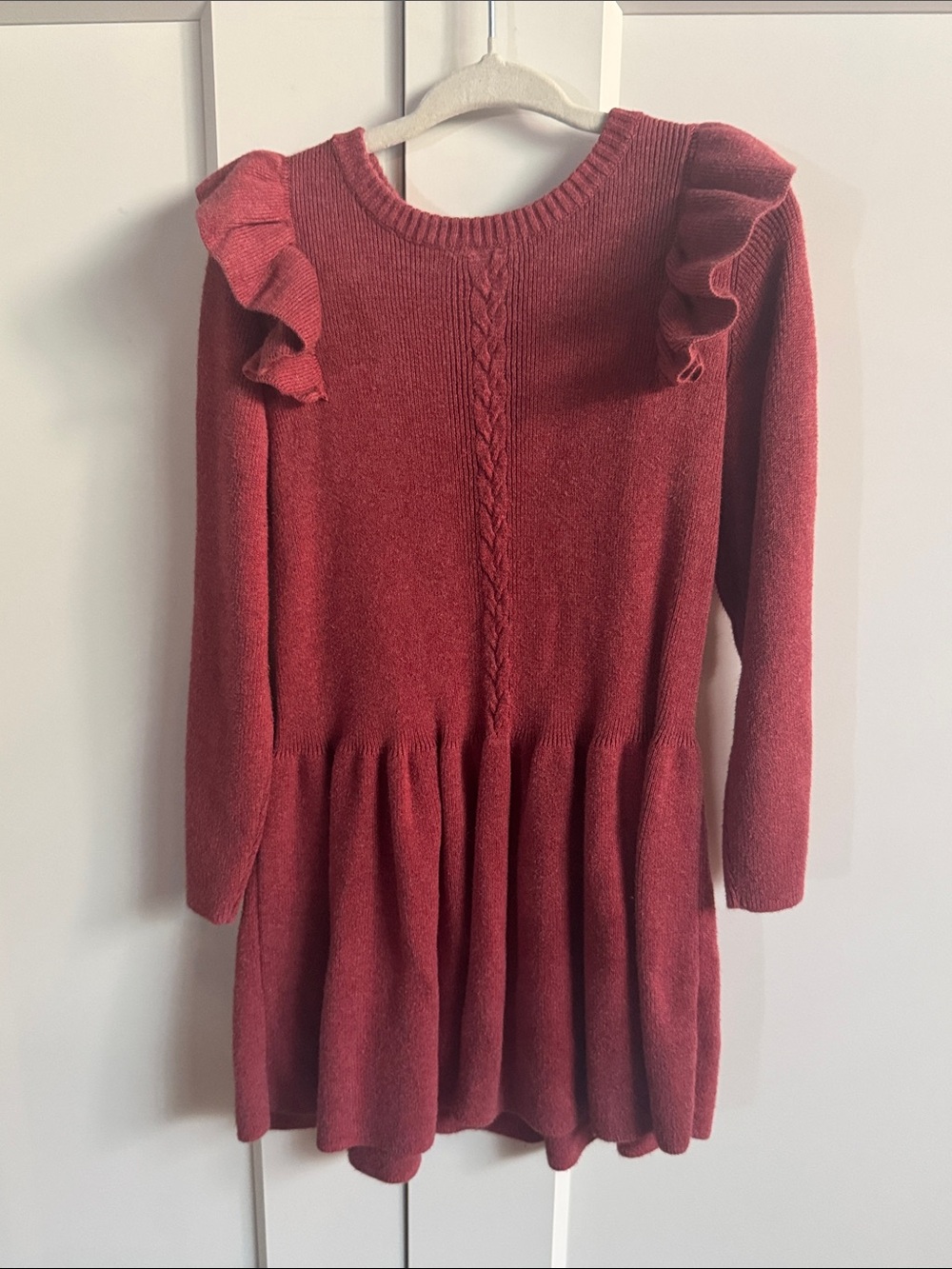 H&M Girls' Red Knit Ruffle Dress